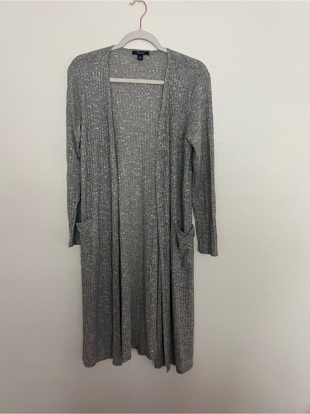 Espresso Heather Gray Long Ribbed Open-Front Cardigan